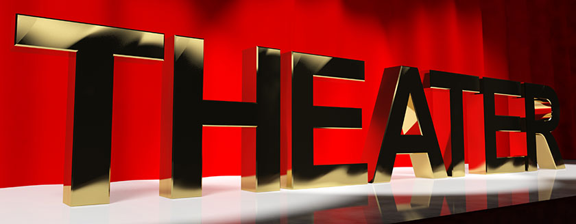 Gold Letter Theater On Red Stage